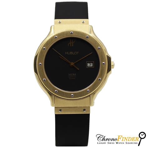 hublot mdm geneve цена|Hublot MDM Geneve Quartz Yellow Gold Rubber Strap 140.10.3 .